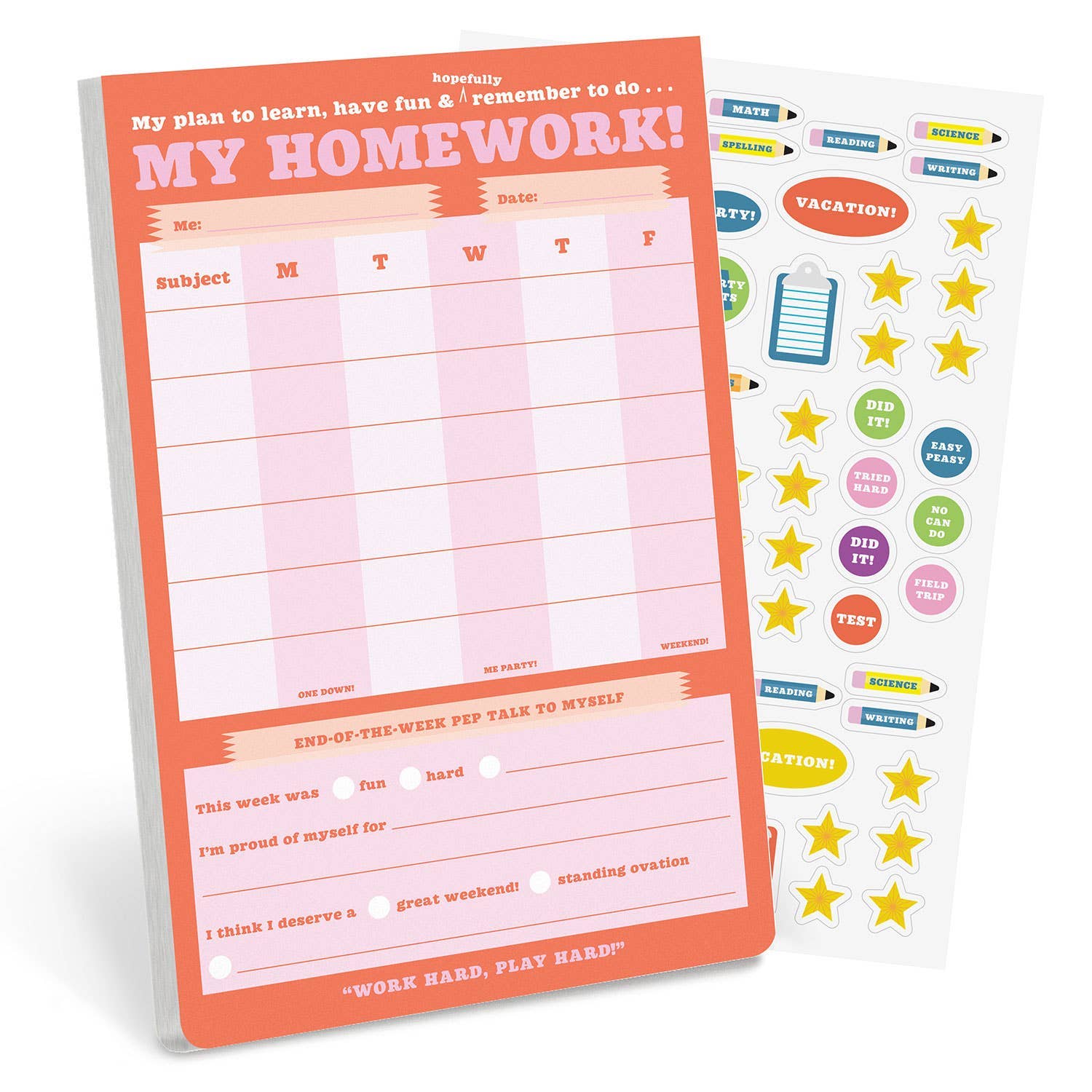 Homework Planning Sticky Note pad