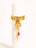 Rade 18K Gold Non-Tarnish Shell Dangle Chain Ring