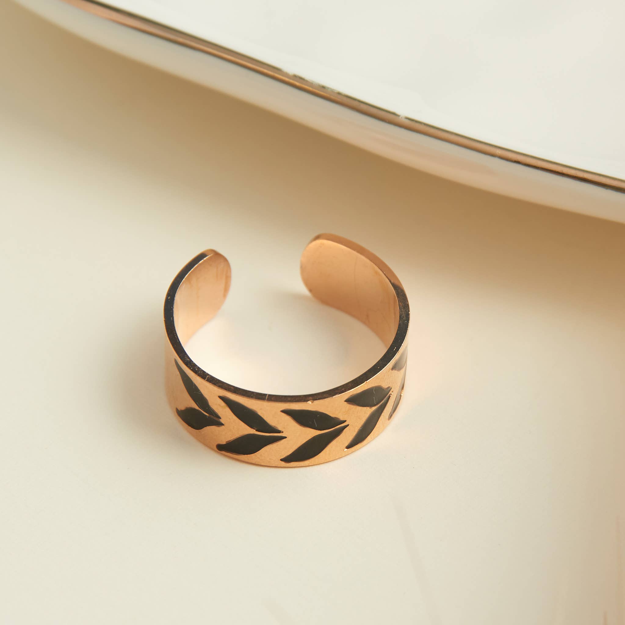 Hypoallergenic Stainless Steel Chevron Ring: Black