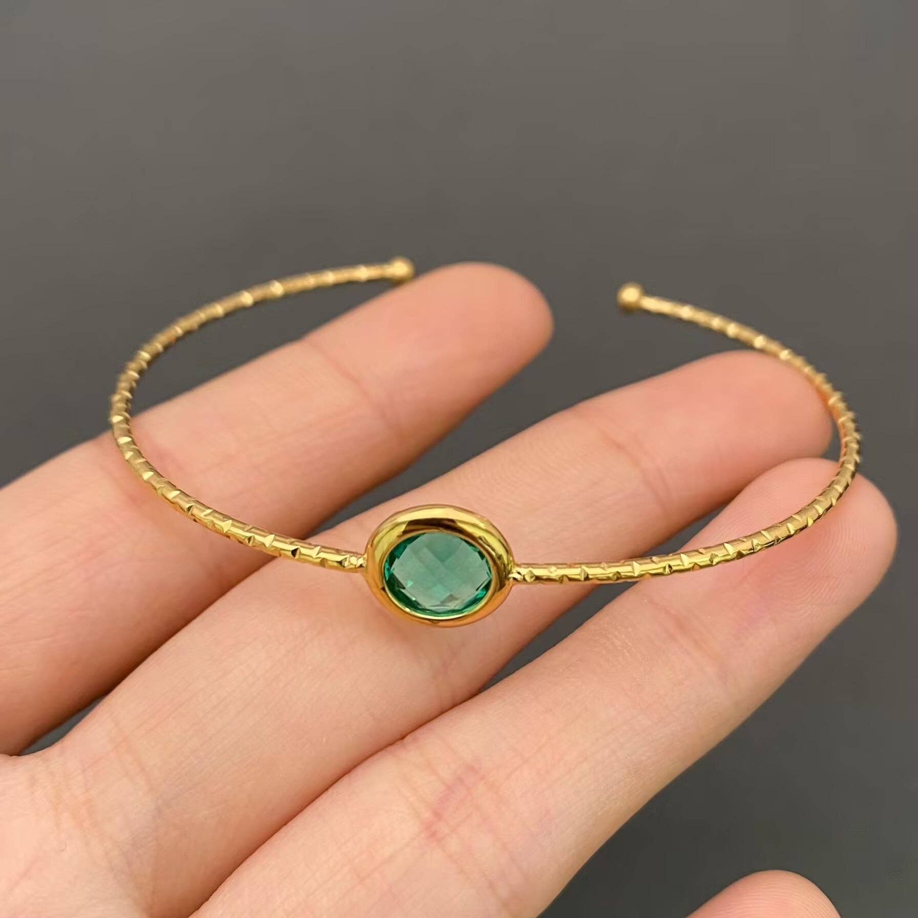 Multicolor Glass Crystal 18K Gold Plated S.Steel Cuff - FGS
