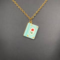 Multi Style Enamel Book 18K Golden S.Steel Necklace - FGS