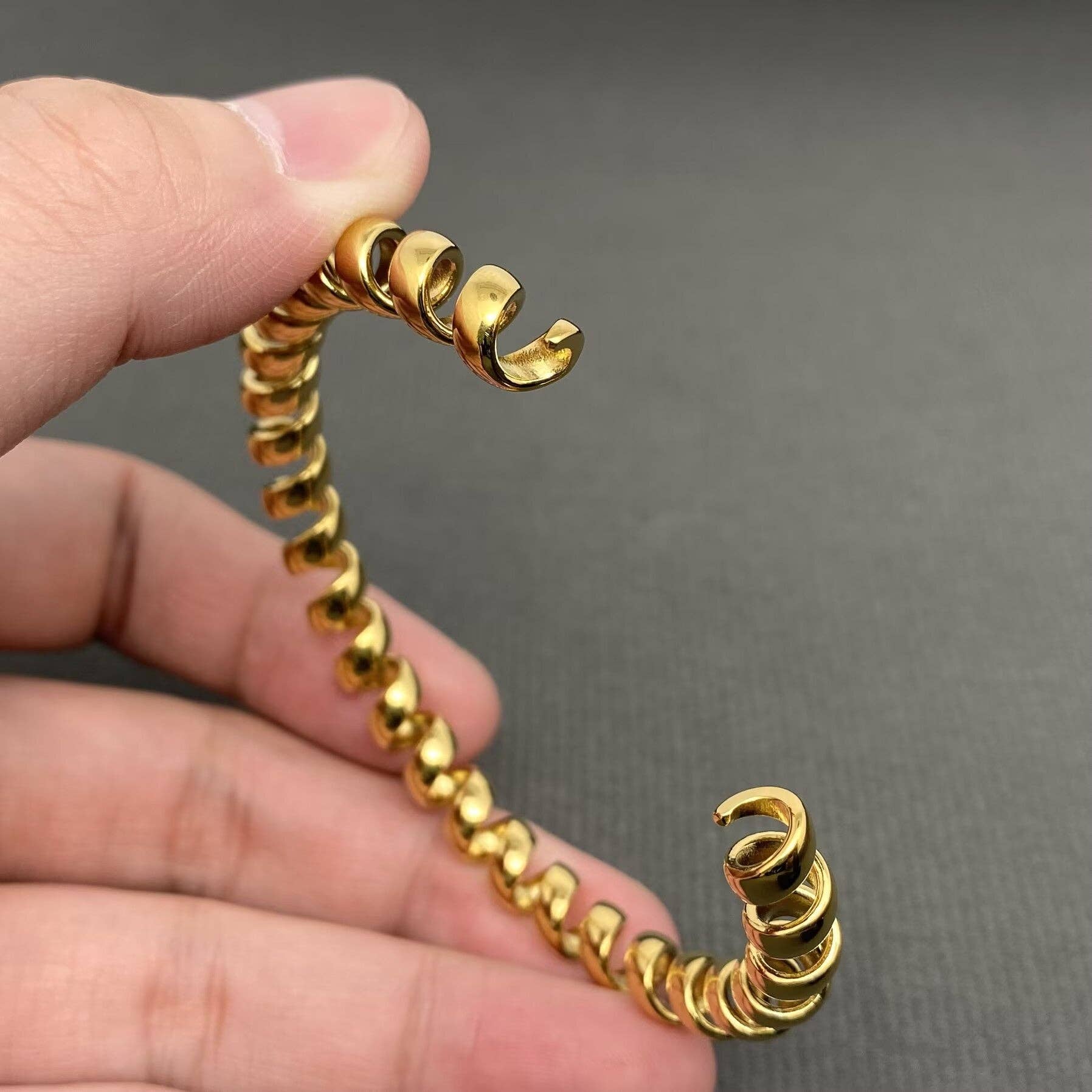 Telephone Line Design 18K S.Steel Adjustable Cuff - FGS
