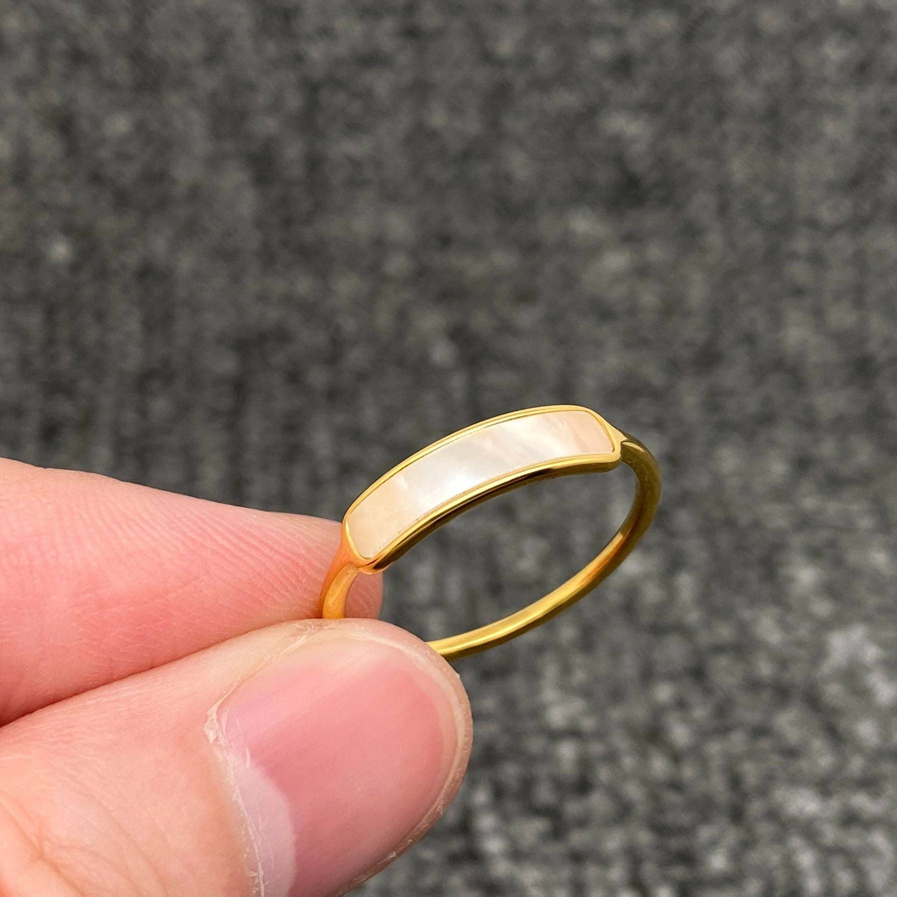 Curved Shell 18K Gold Plated Stainless Steel Fine Ring - FGS