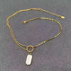 Imitation Baroque Pearl Charm18K Golden SS Necklace - FGS