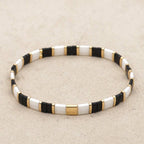 Boho Glass & Hematite Beaded TILA Beads Stretch Bracelet -BJ