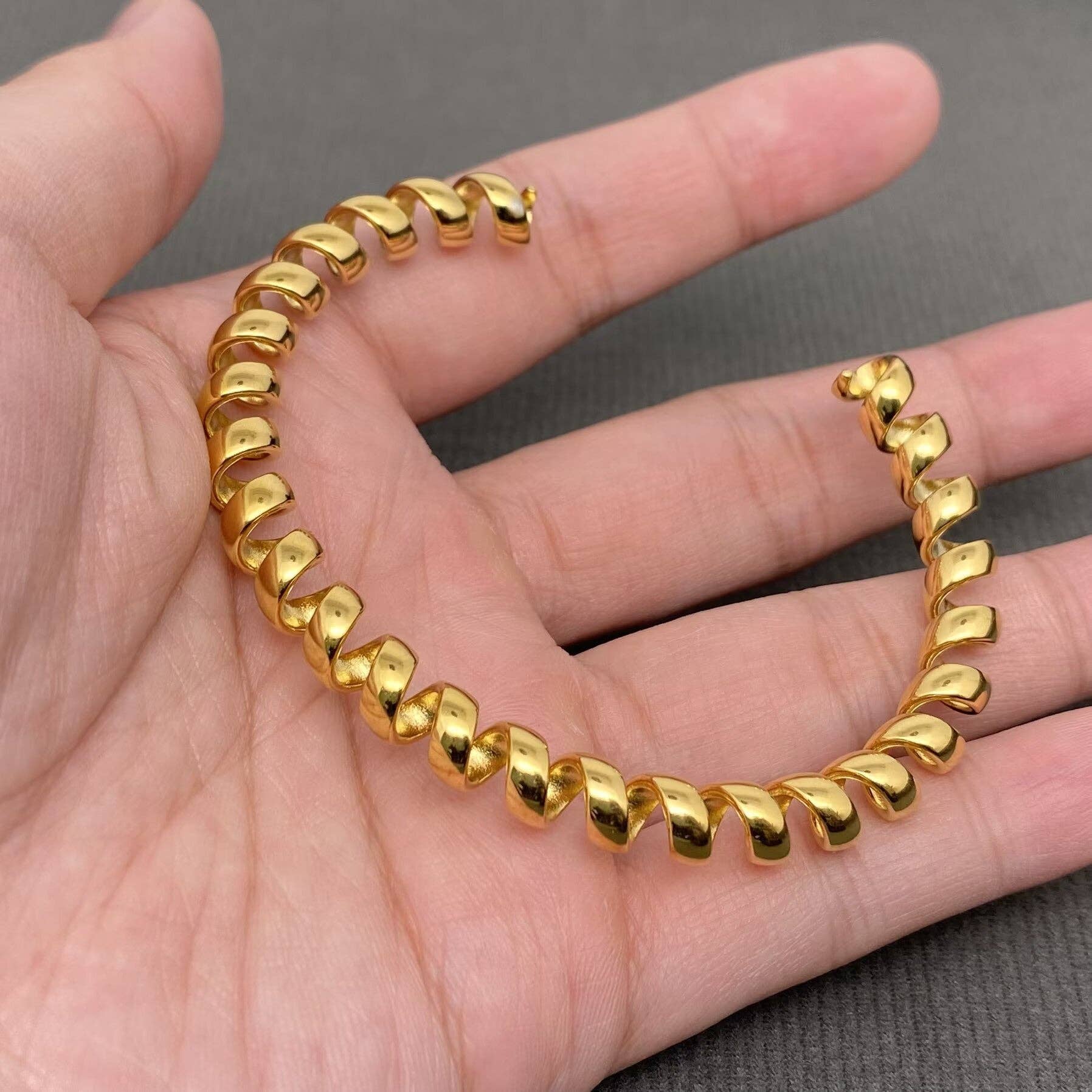Telephone Line Design 18K S.Steel Adjustable Cuff - FGS