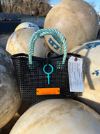 Mini Market Tote Oyster Bag -utility line aqua