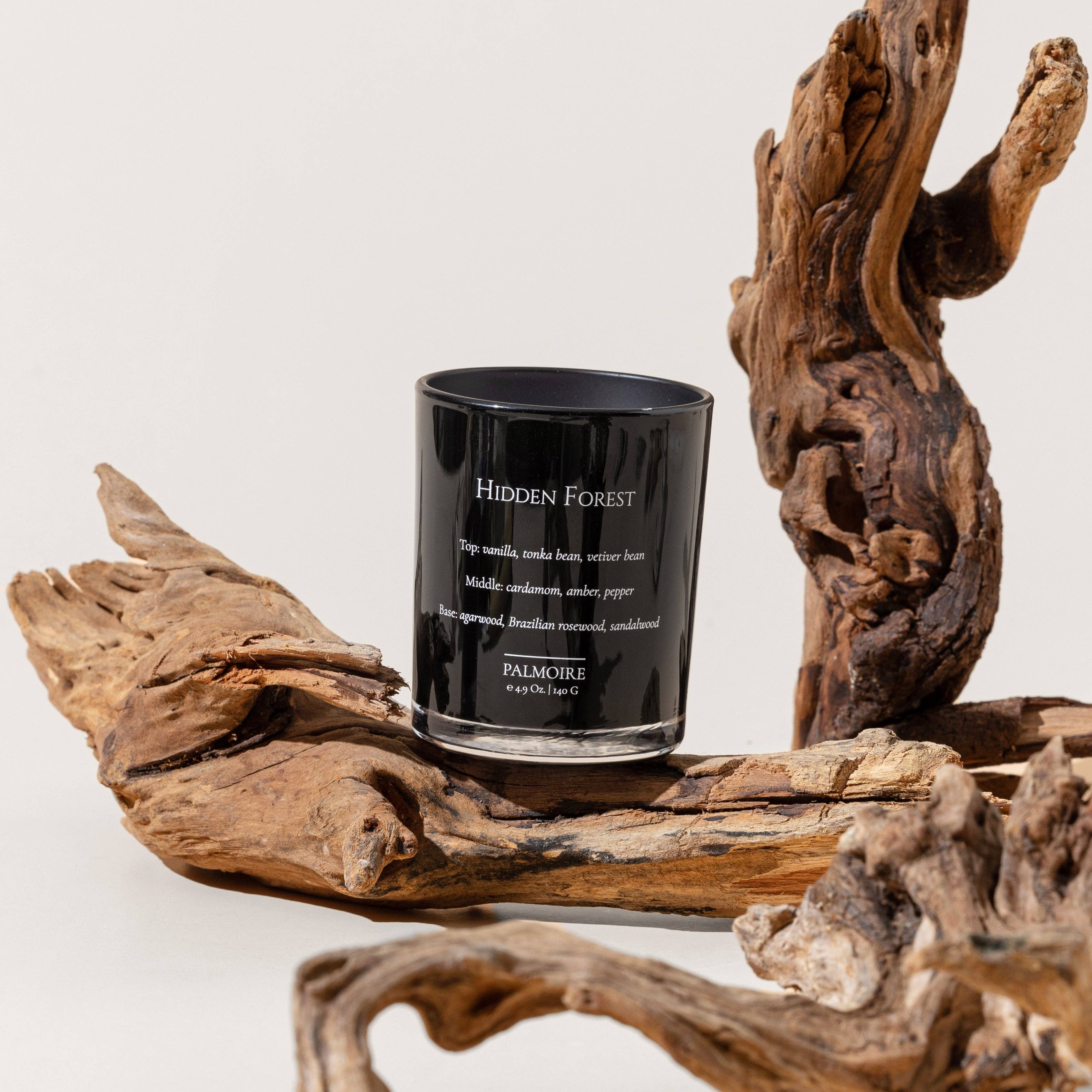 Hidden Forest Soy Wax Candle with gemstones [vanilla/rosewood/sandalwood]
