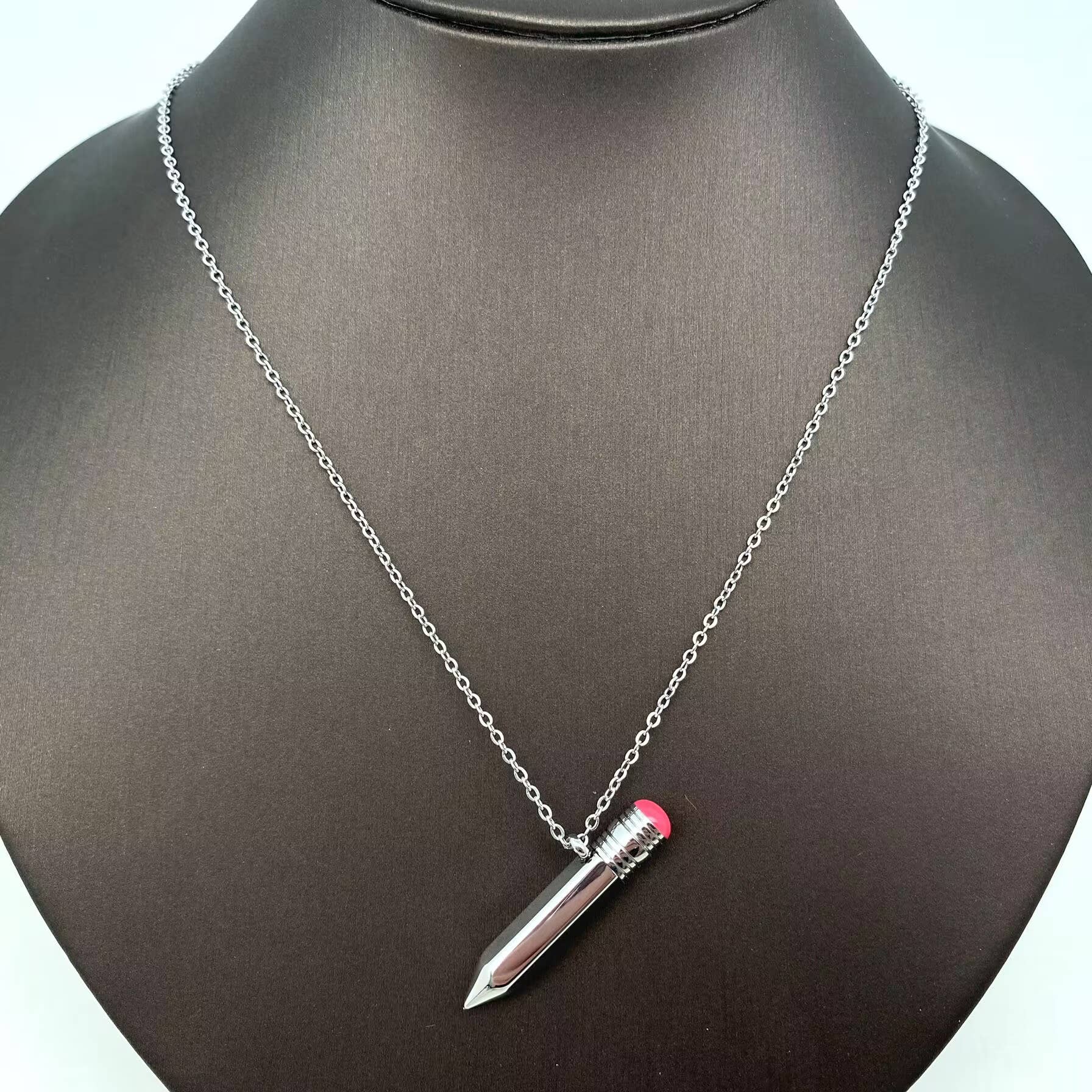 Openable Pencil Stainless Steel Pendant Necklace - FGS