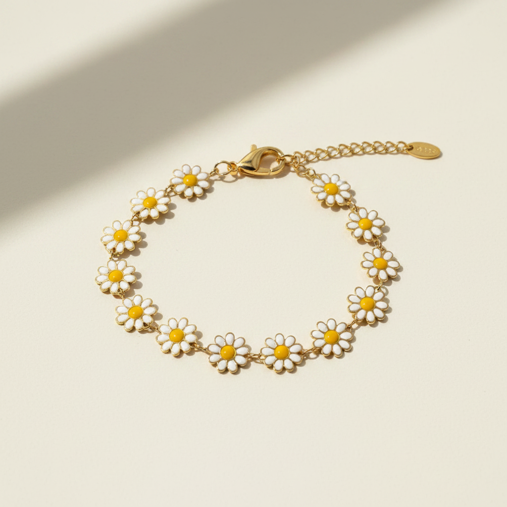 Enamel Daisy Linked Bracelet