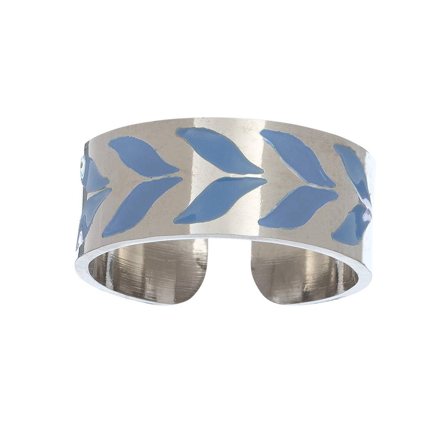 Hypoallergenic Stainless Steel Chevron Ring: White