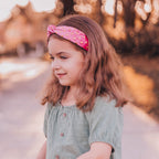 Kids Knot Headband - Gold Heart Stud Velvet