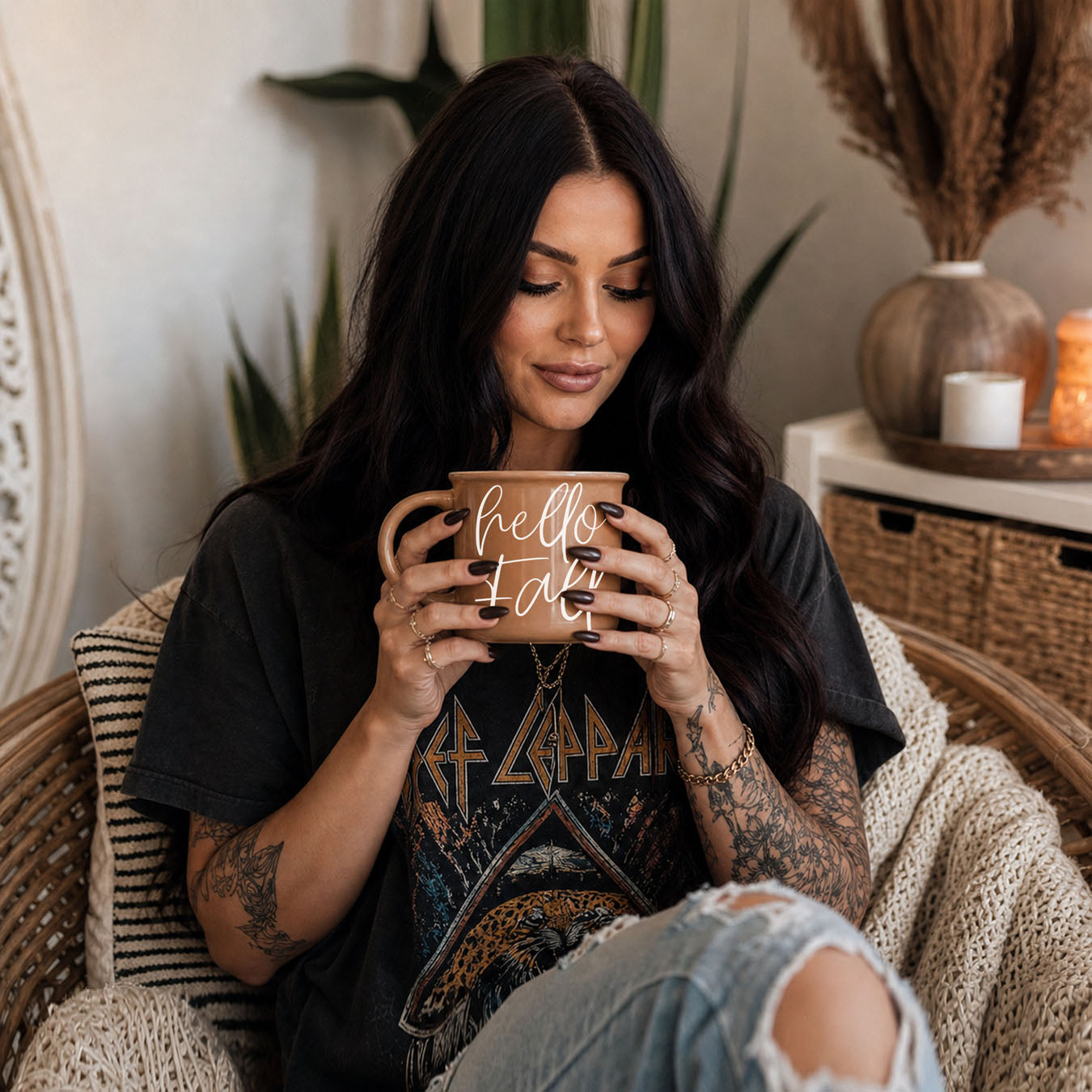 Hello Fall Brown Mug
