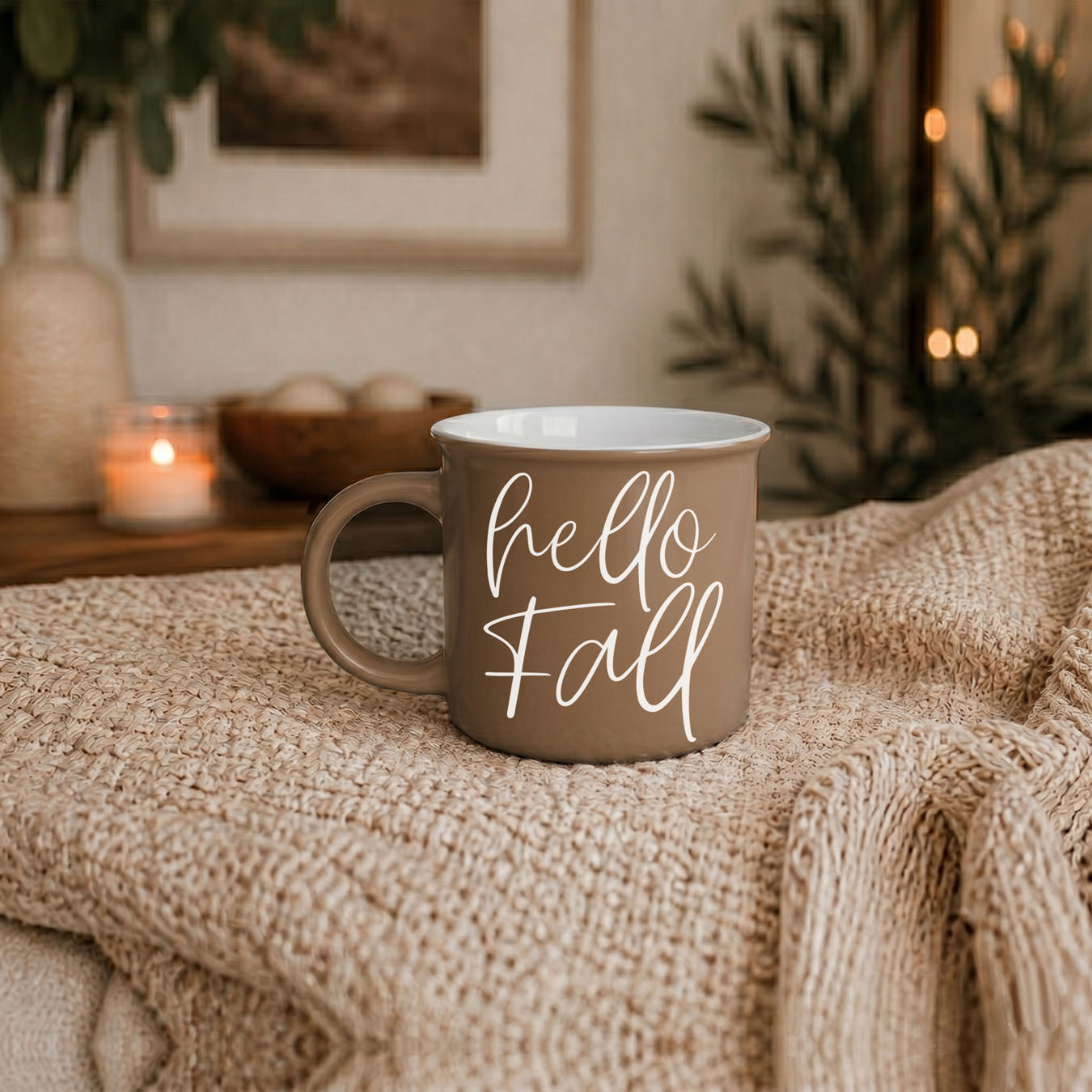 Hello Fall Brown Mug