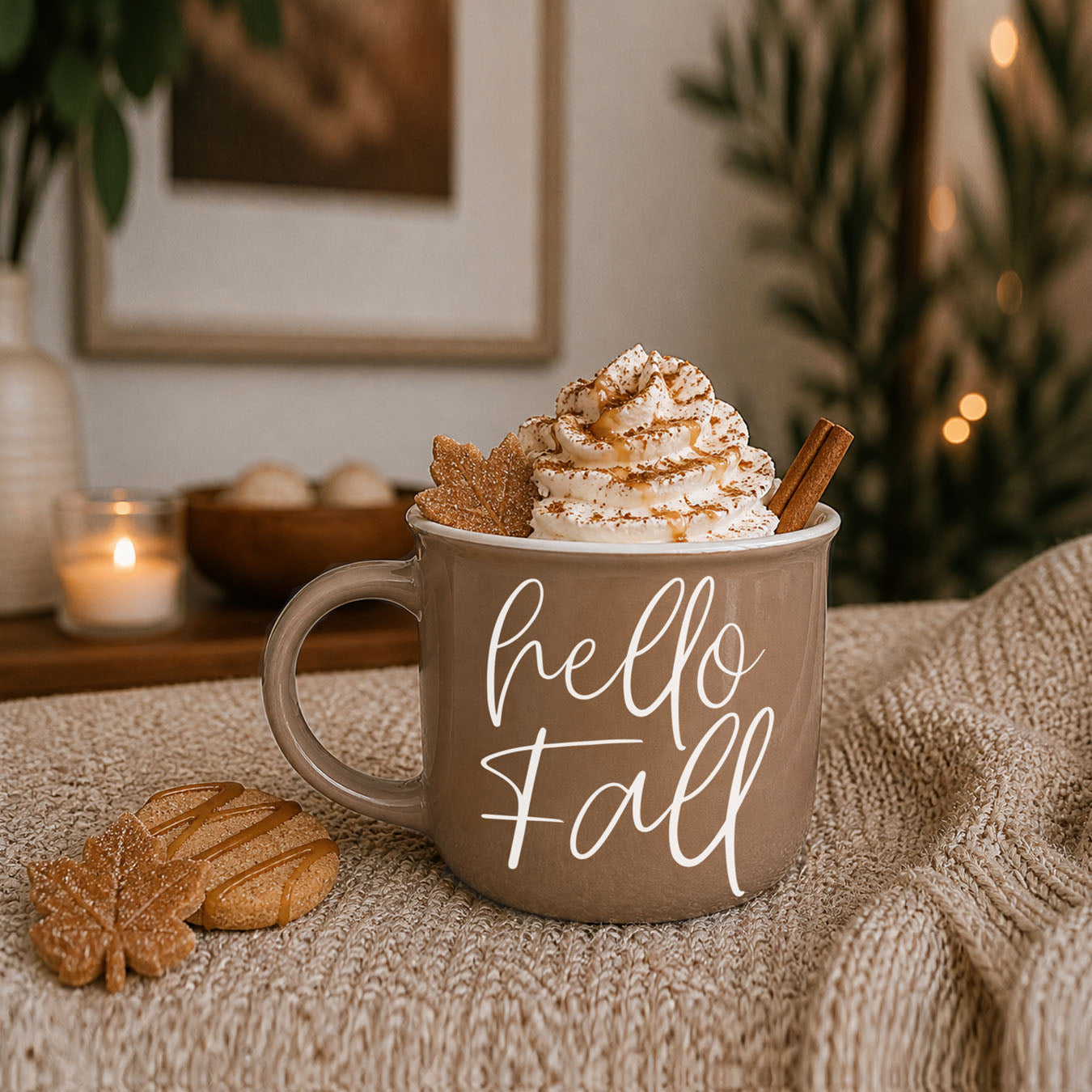Hello Fall Brown Mug