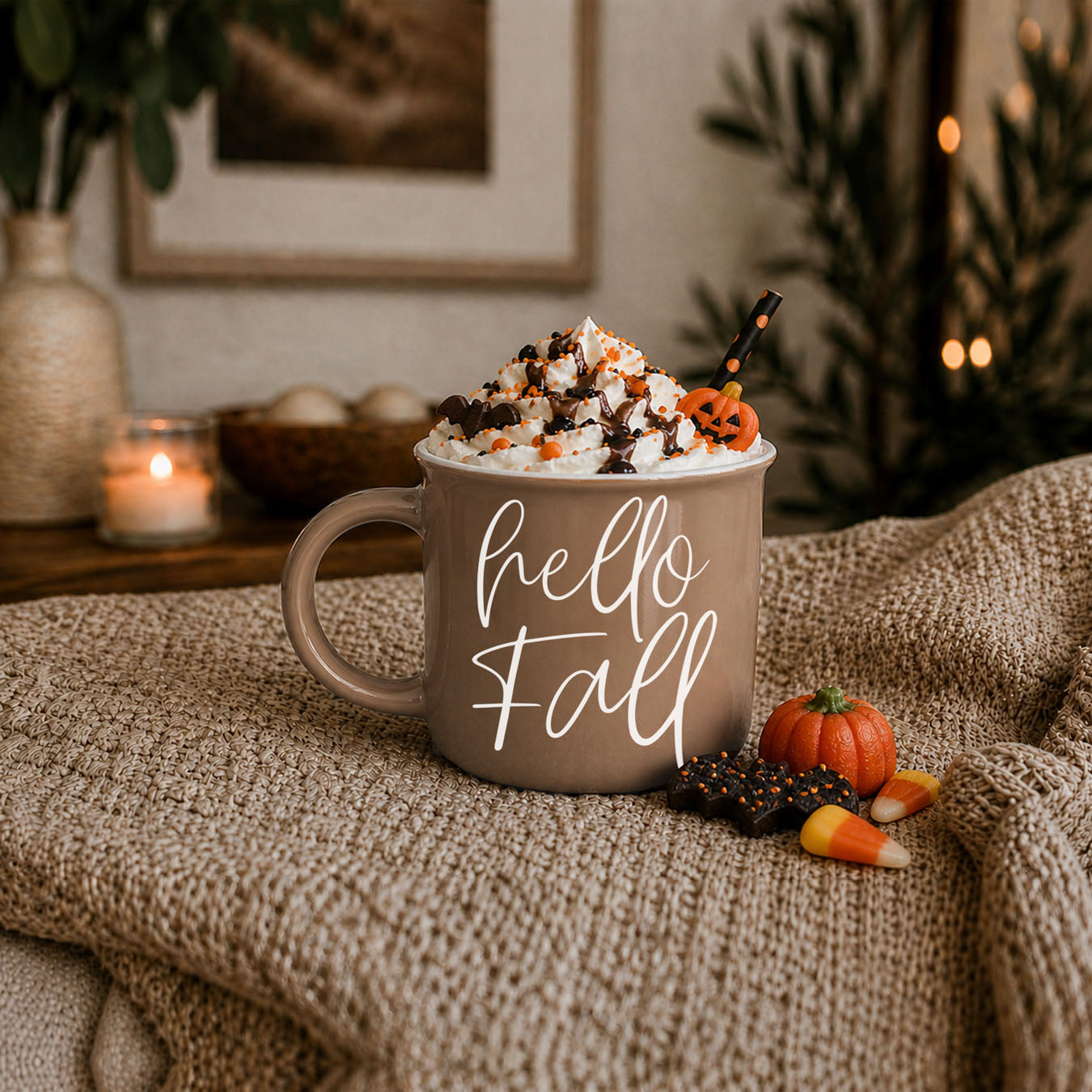 Hello Fall Brown Mug