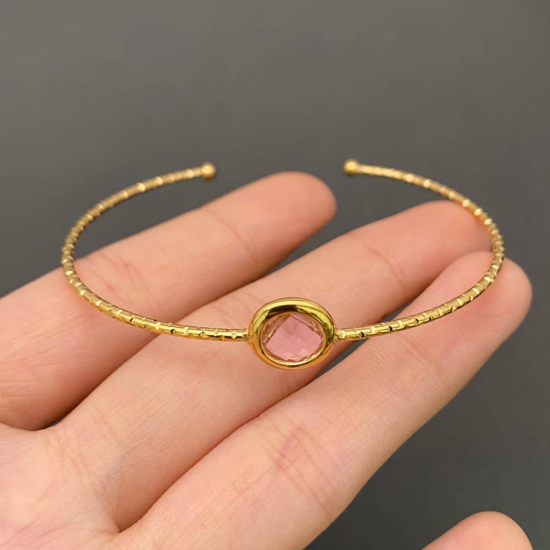 Multicolor Glass Crystal 18K Gold Plated S.Steel Cuff - FGS