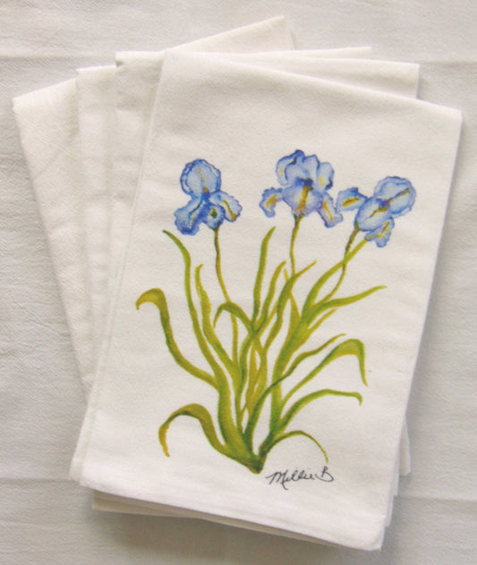 Limited Edition Watercolor Purple Iris Flour Sack Napkins