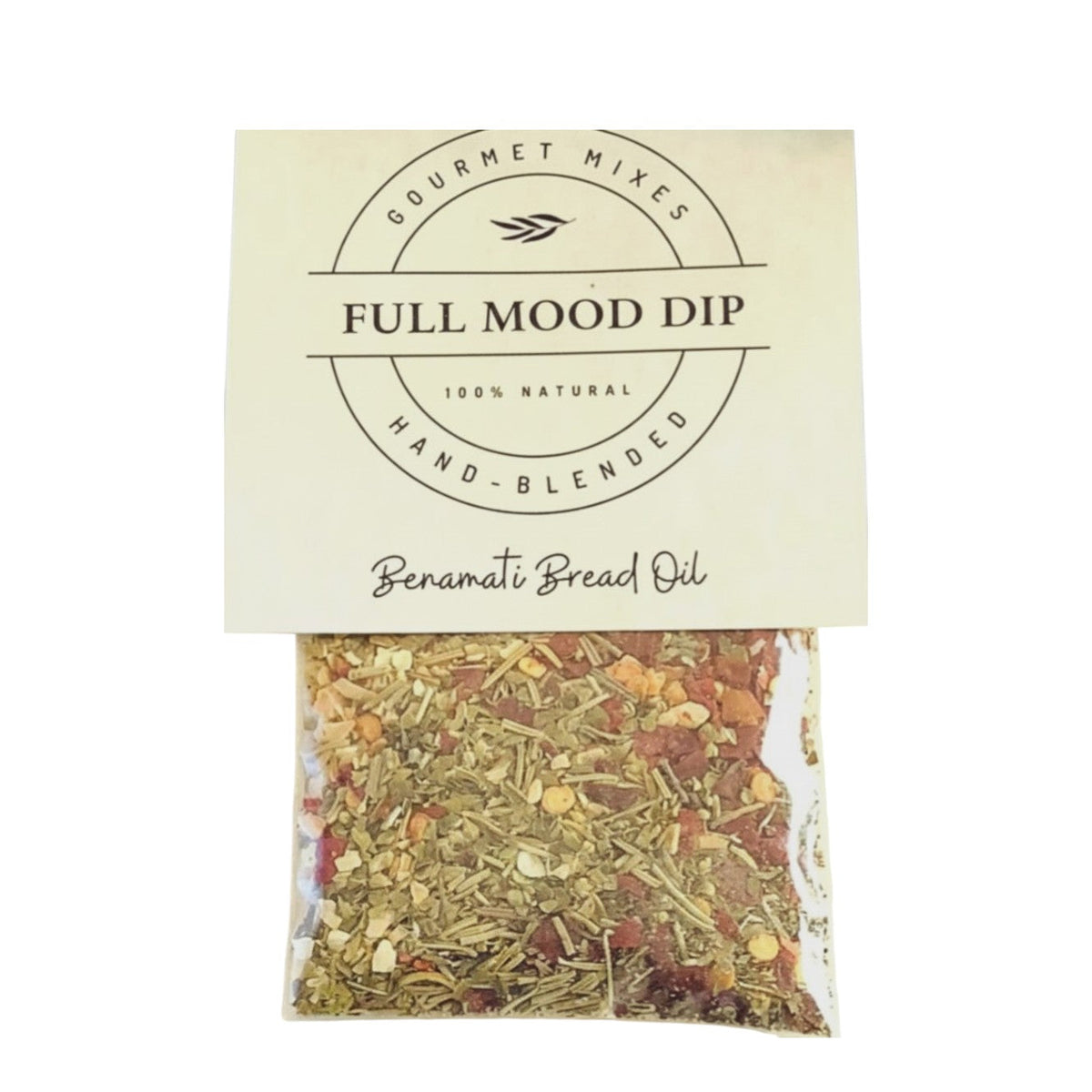 FULL MOOD Benamati Bread Oil gourmet seasoning mix with dried herbs, garlic, and red pepper flakes in a clear packet