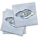 FULL MOOD blue oyster cocktail napkins with hand-painted French graffiti design on eco-friendly triple-ply paper.