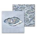 FULL MOOD blue oyster cocktail napkins with hand-painted French Graffiti design on eco-friendly triple-ply paper.
