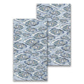 FULL MOOD guest towel set featuring an artistic blue and grey oyster shell pattern on a soft white background
