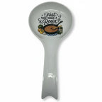 FULL MOOD ceramic spoon rest featuring a cast iron skillet illustration and the text First You Make a Roux