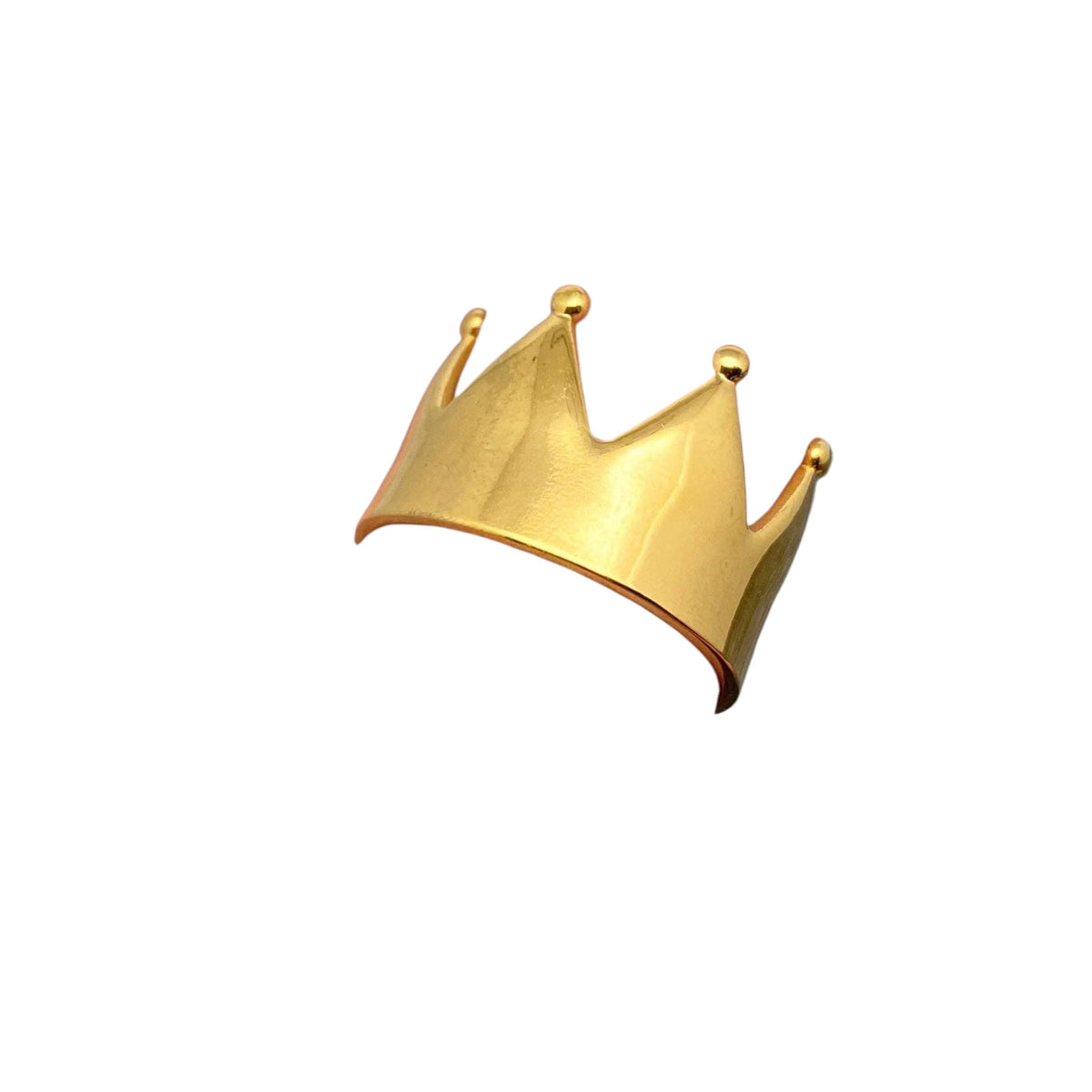 FULL MOOD 18K gold plated stainless steel crown adjustable ring with a high polish finish