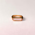 FULL MOOD 18K gold plated stainless steel ring featuring a rectangular white shell inlay and high polish finish.