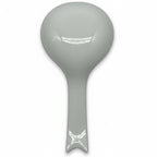 FULL MOOD ceramic spoon rest in a glossy grey finish, designed for keeping kitchen countertops clean while cooking.