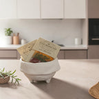 FULL MOOD Loaded Baked Potato seasoning dip mix packet in a small white ceramic bowl on a kitchen counter