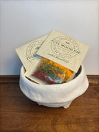 FULL MOOD Loaded Baked Potato seasoning dip mix packets featuring cheddar, bacon, and chives in a white ceramic bowl.