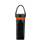FULL MOOD oyster black wine caddy made from durable aquaculture mesh with a sturdy handle and orange accent tag