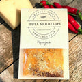 FULL MOOD Pepperjack seasoning dip mix in a clear packet with visible dried peppers, spices, and cheddar cheese.