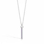 FULL MOOD Queen pendant necklace featuring a silver vertical bar with purple accents on an 18-inch chain