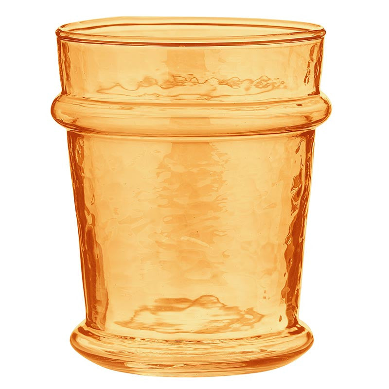 FULL MOOD tangerine luster glass with a unique iridescent shimmer and textured finish for a rainbow-like shine.