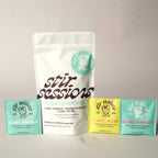FULL MOOD Stir Sessions tequila cocktail variety pack with a large pouch and three individual flavor packets.