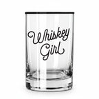 FULL MOOD 13oz clear glass rocks tumbler featuring Whiskey Girl text in black cursive script