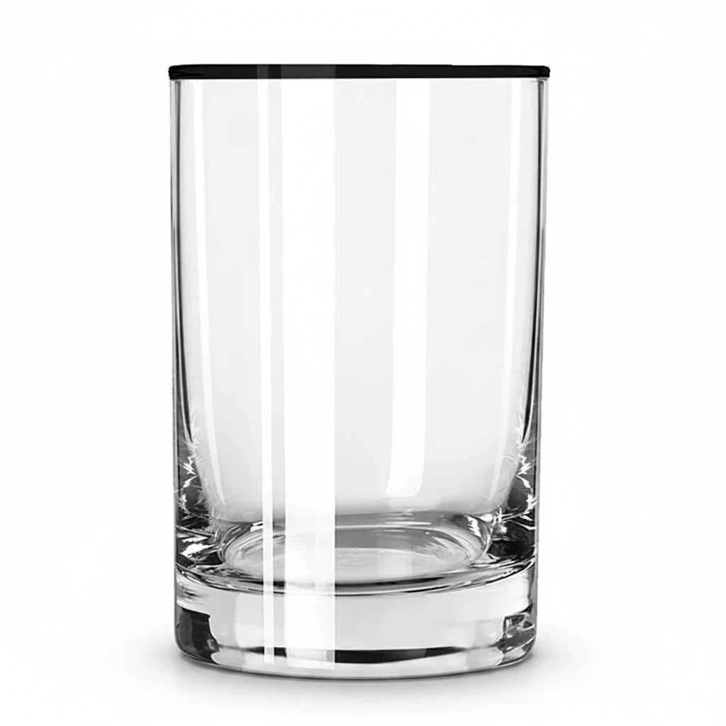 FULL MOOD 13oz clear glass rocks tumbler for whiskey, featuring a sleek design for sipping spirits neat or on ice.