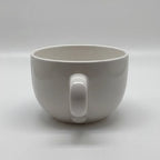 FULL MOOD 24 oz white ceramic gumbo mug with a wide handle, dishwasher and microwave safe.