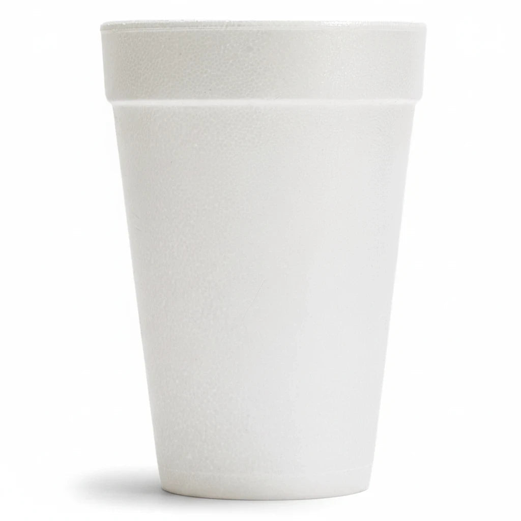 FULL MOOD 20oz white styrofoam cup for hot or cold beverages, perfect for Louisiana-themed gatherings.