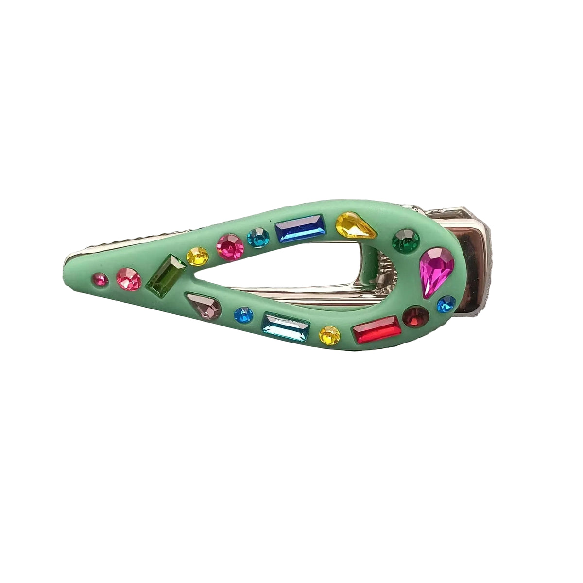 Bejeweled Pink & Green Hair Barrette Clip