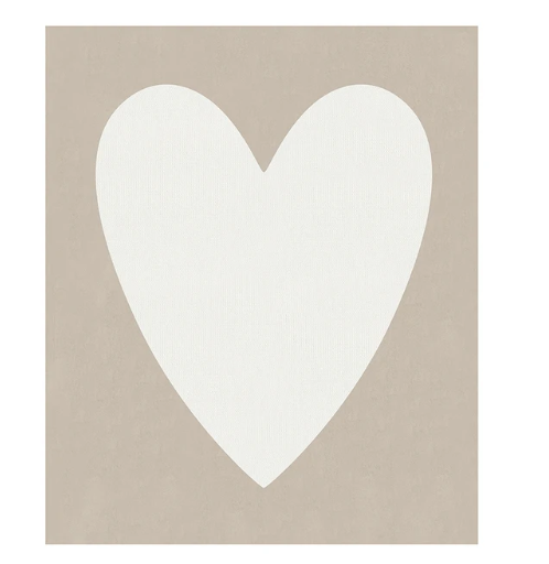 white heart blanket on cream background