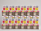 A 15-pack of Evian Magic Cube bath salts in clear plastic tubs with white and colorful retail boxes on top, arranged in a grid on a light gray background.