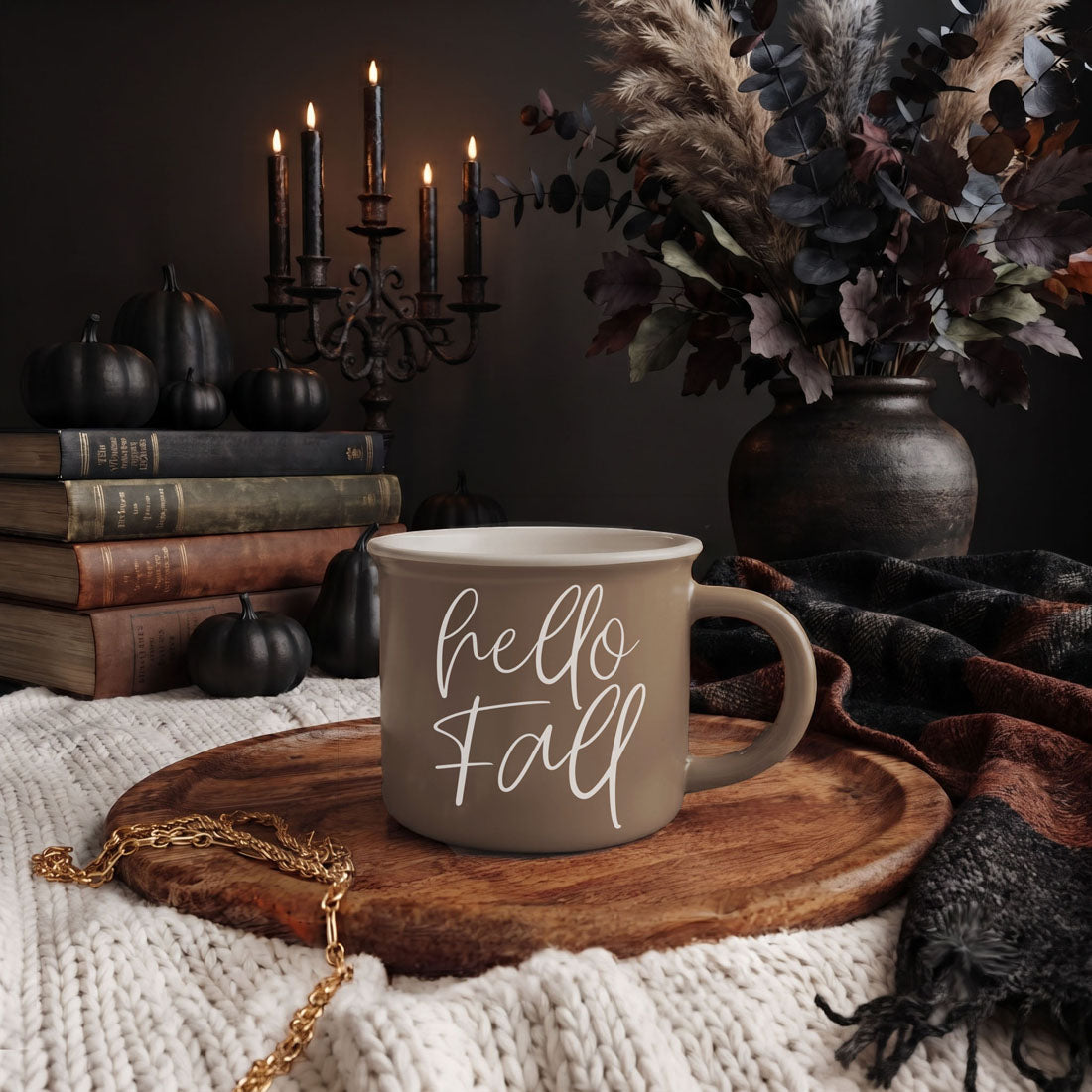 Hello Fall Brown Mug