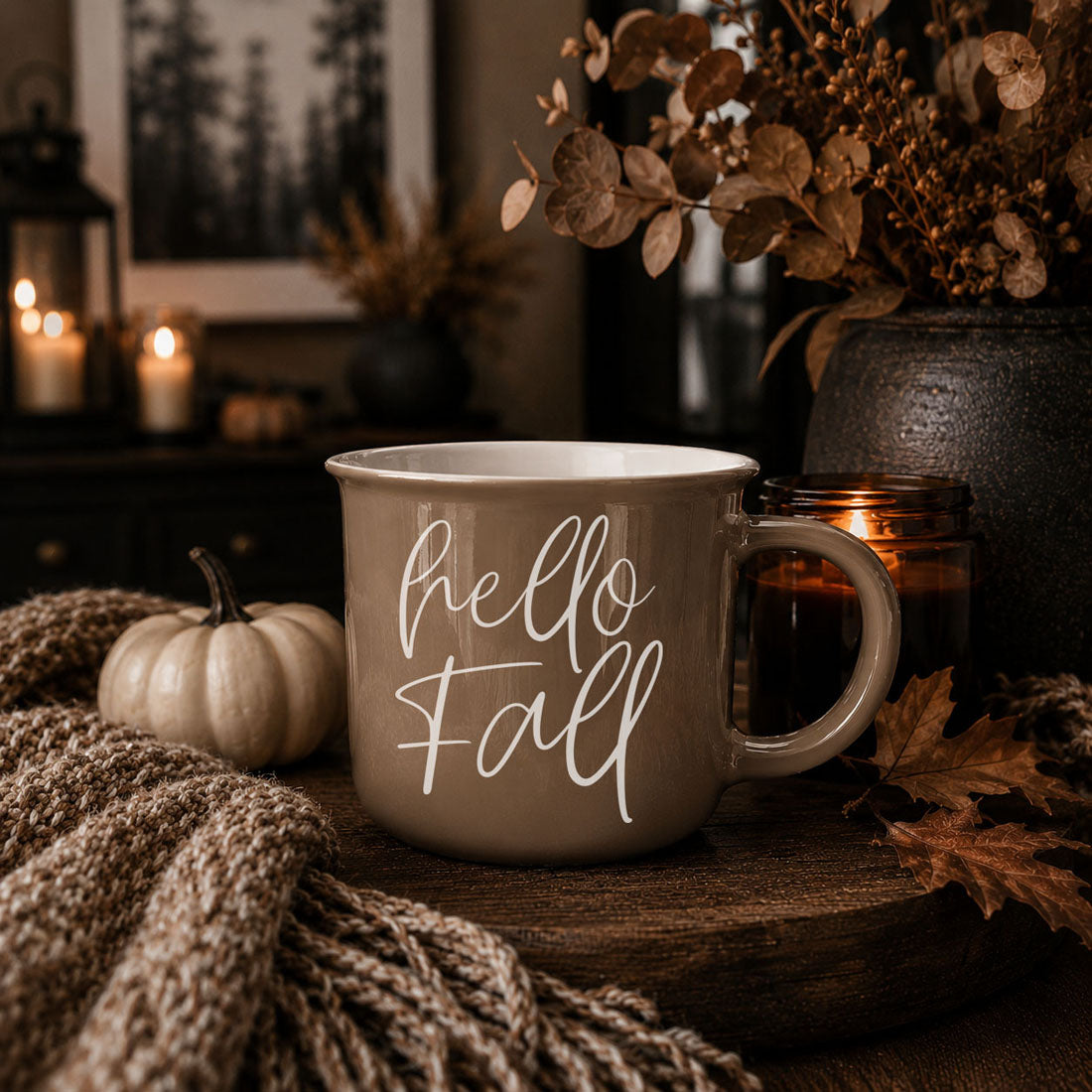 Hello Fall Brown Mug