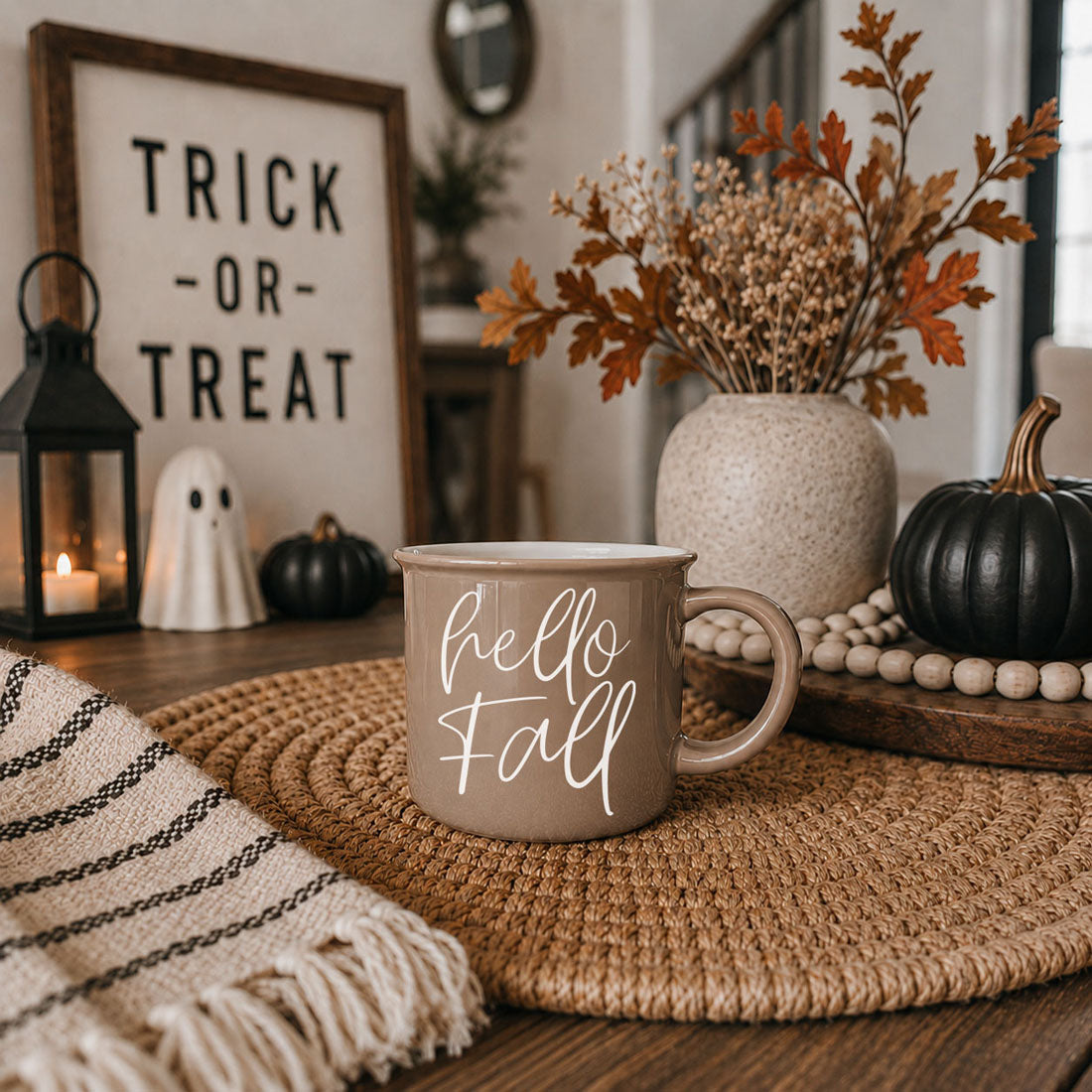 Hello Fall Brown Mug