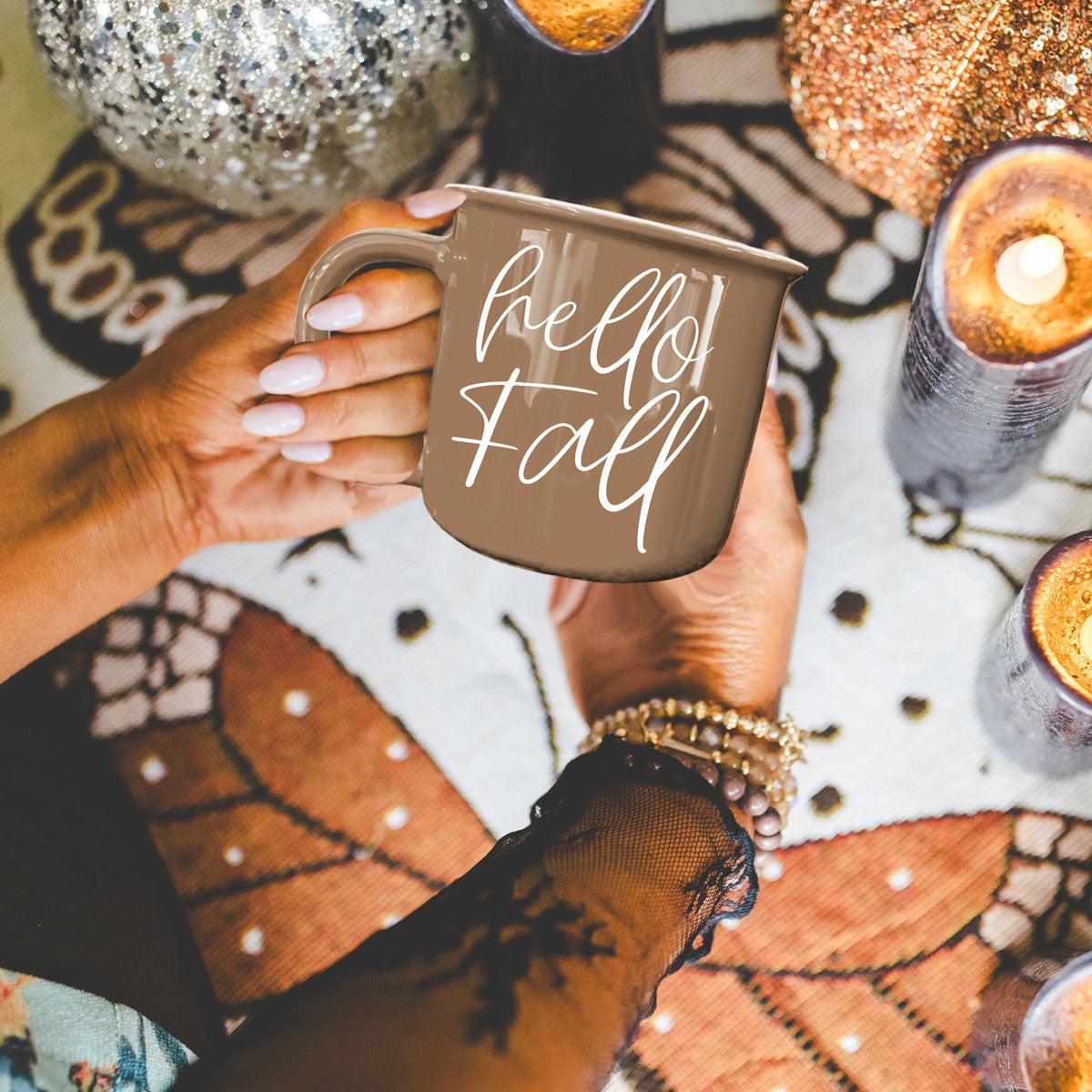 Hello Fall Brown Mug