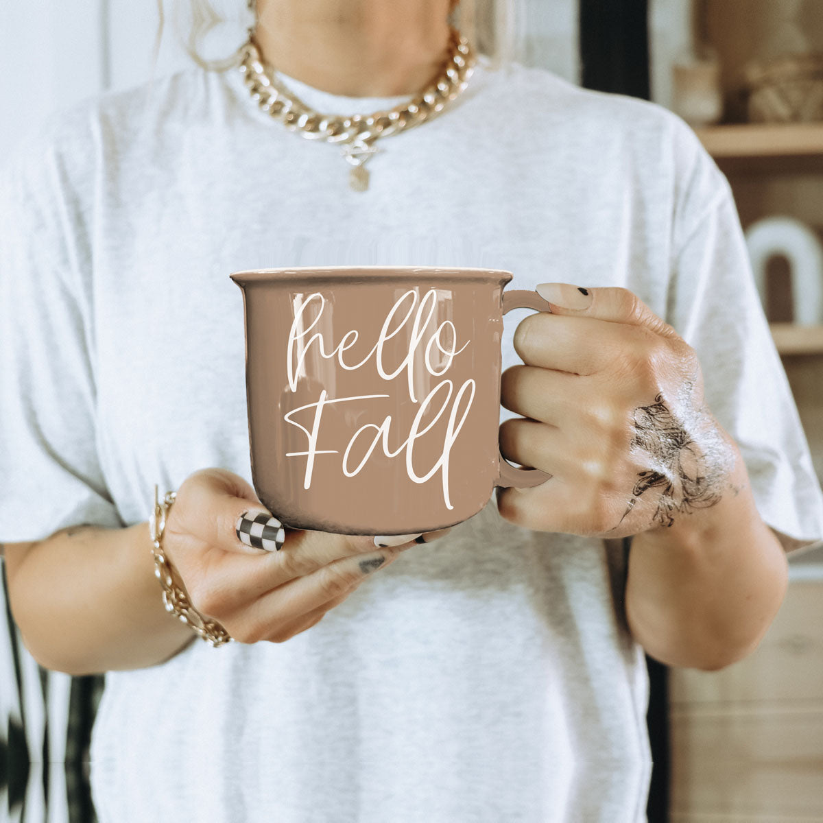 Hello Fall Brown Mug