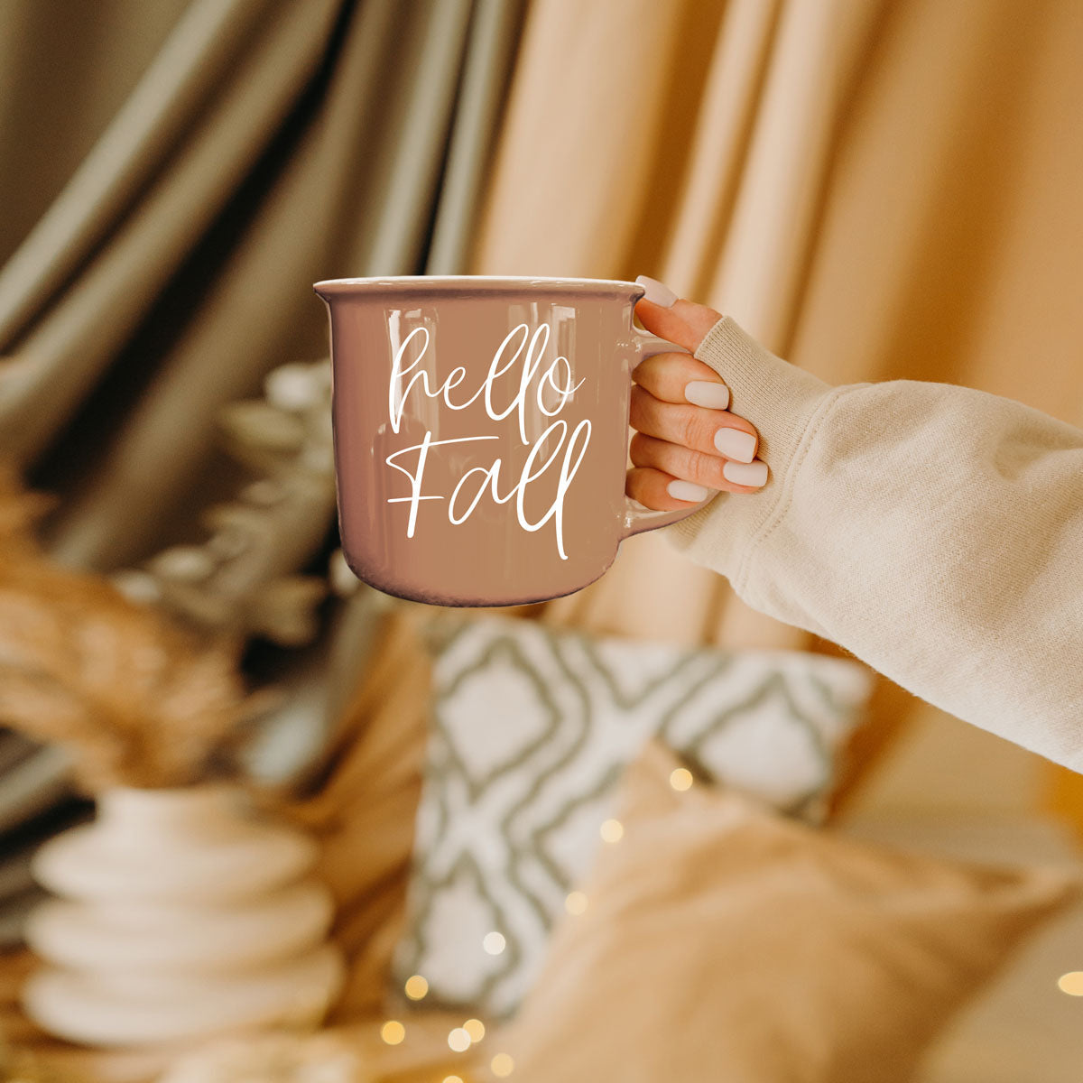 Hello Fall Brown Mug